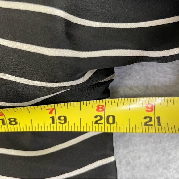 Chico's 1 (US M/8) Semi-Sheer Top Black White Stripe Pullover Dolman Sleeves - Picture 7 of 9